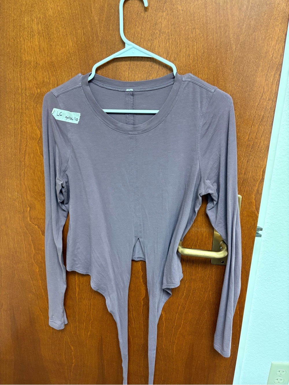 lululemon athletica Long Sleeve Tie-Front Crop Top in Mauve Gray